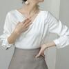 NaVaVa Elegant Shirred V Neck Long sleeVe Blouse Nb3050