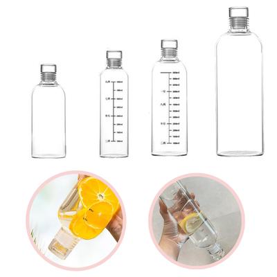 Bouteille d'eau en verre grande capacité avec couvercle de marqueur de temps pour boisson transparente au lait, jus de fruits, tasse simple pour l'extérieur et la maison