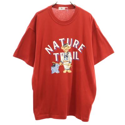 NATURE TRAIL Short Sleeve T-shirt L Red Bear Men's Used