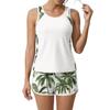 Women’s Two Piece Tankini Swimsuit Set with Sleeveless Top and Printed Shorts Athletic Swimwear for Beach Pool