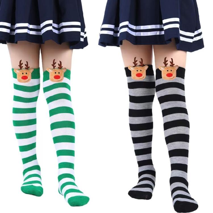 Women's Thigh High Stockings with Reindeer Christmas Stockings Over the Knee Socks Halloween Cosplay Costumes Hosiery