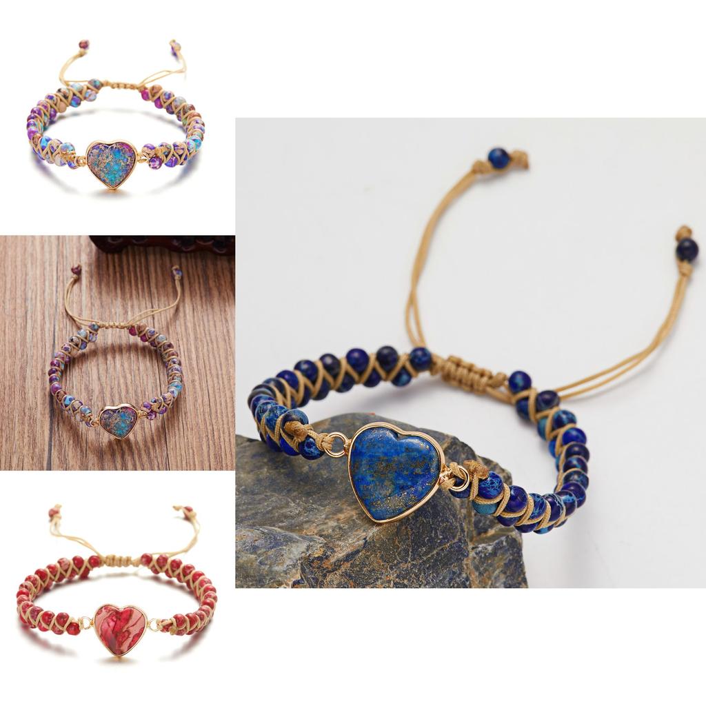 Handmade Heartshaped Bracelet Gemstone For Summer Fashion