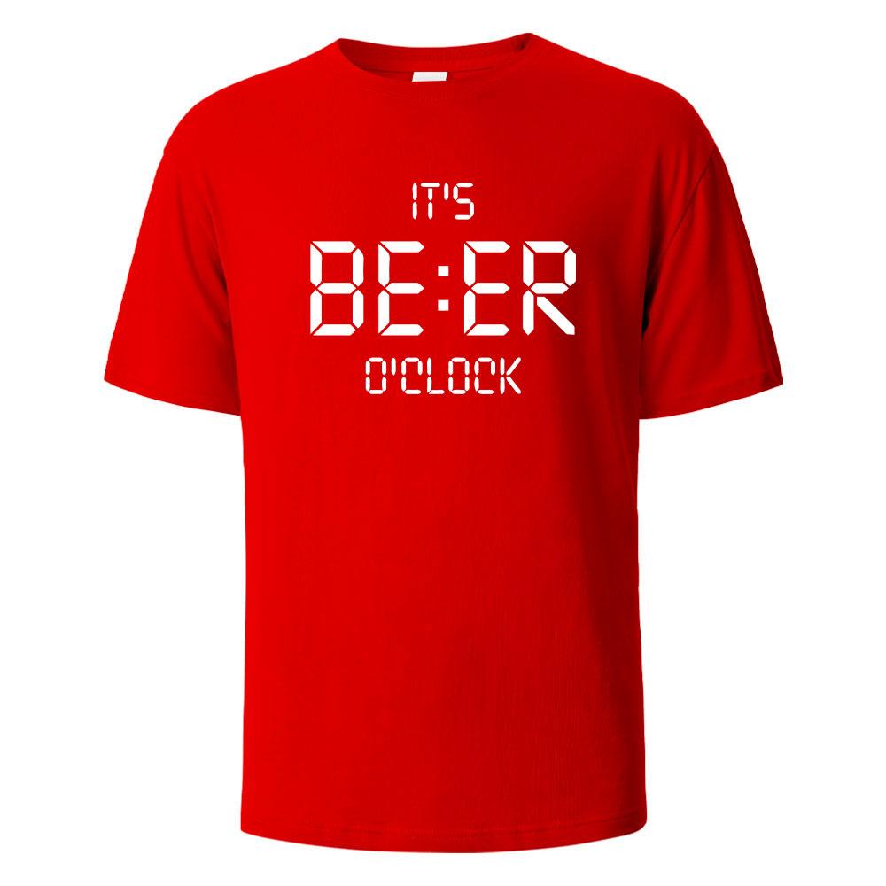 Its Beer Oclock Print TShirt 100 Cotton Summer Tees For Men Women Oversize Casual Tops