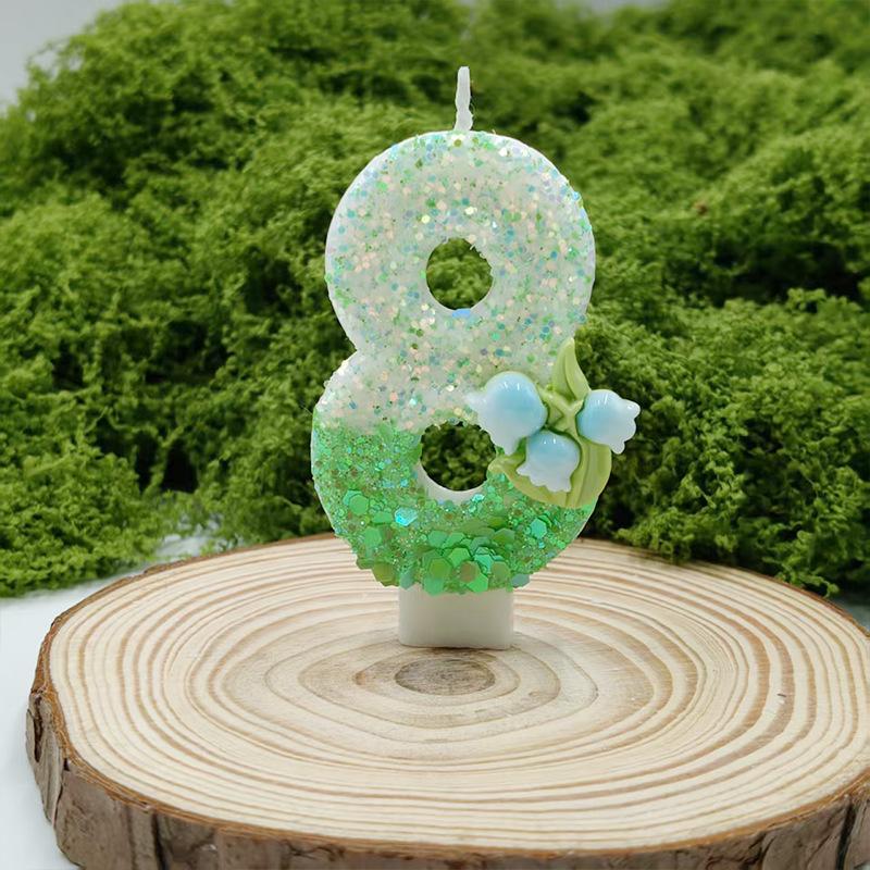 Lily of The Valley Flower Multi-Specification Creative Digital Candle Handmade Cake Decoration Premium Party Children's Year-old Candle