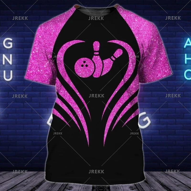 Bowling Jersey Men's T-Shirt Summer Fashion Streetwear O Neck Casual Short-Sleeve Gym Tops Men Clothing