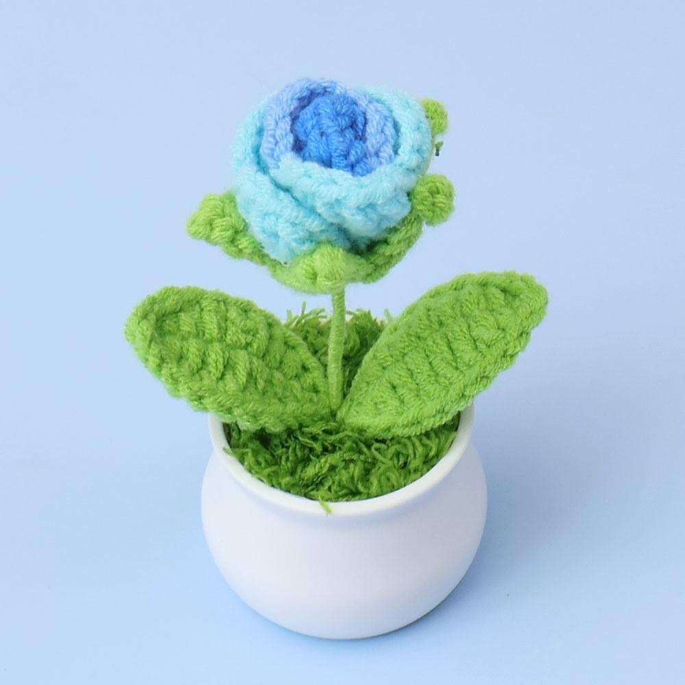 Hand-Knitted Wool Fake Flowers Set: Sunflower, Carnation, Tulip - Desktop Decor, Teacher/Student Gift, Everlasting Bouquet