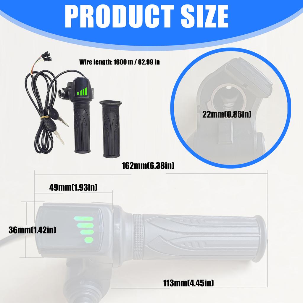 LCD Speed Display Throttle 36V 48V Twist Grip Throttle Controller 3Pin For Electric Bicycles And Scooters