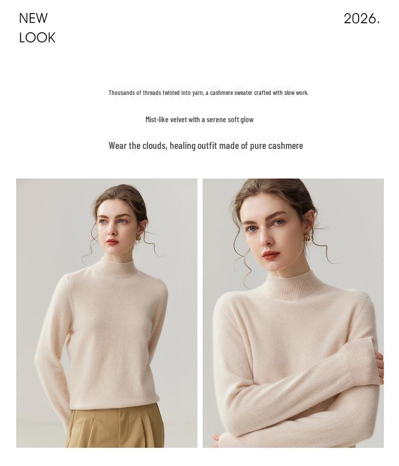 Lekasha Women's 100% Pure Cashmere High-Neck Sweater - Warm 12-Gauge Knit Base Layer