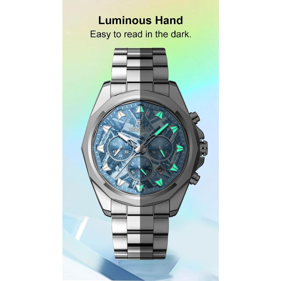 Watches for Men Stainless Steel Fashion Business Chronograph Watch Luminous Waterproof Luxury Men's Wrist Watch