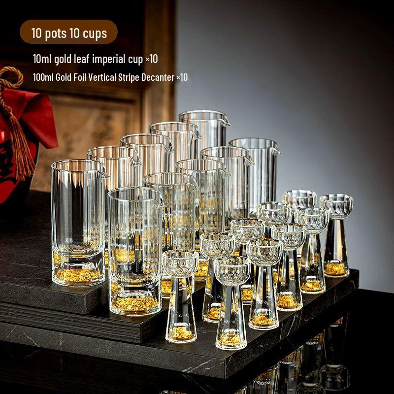 Elegant Gold Foil Crystal Baijiu Decanter & Glass Set