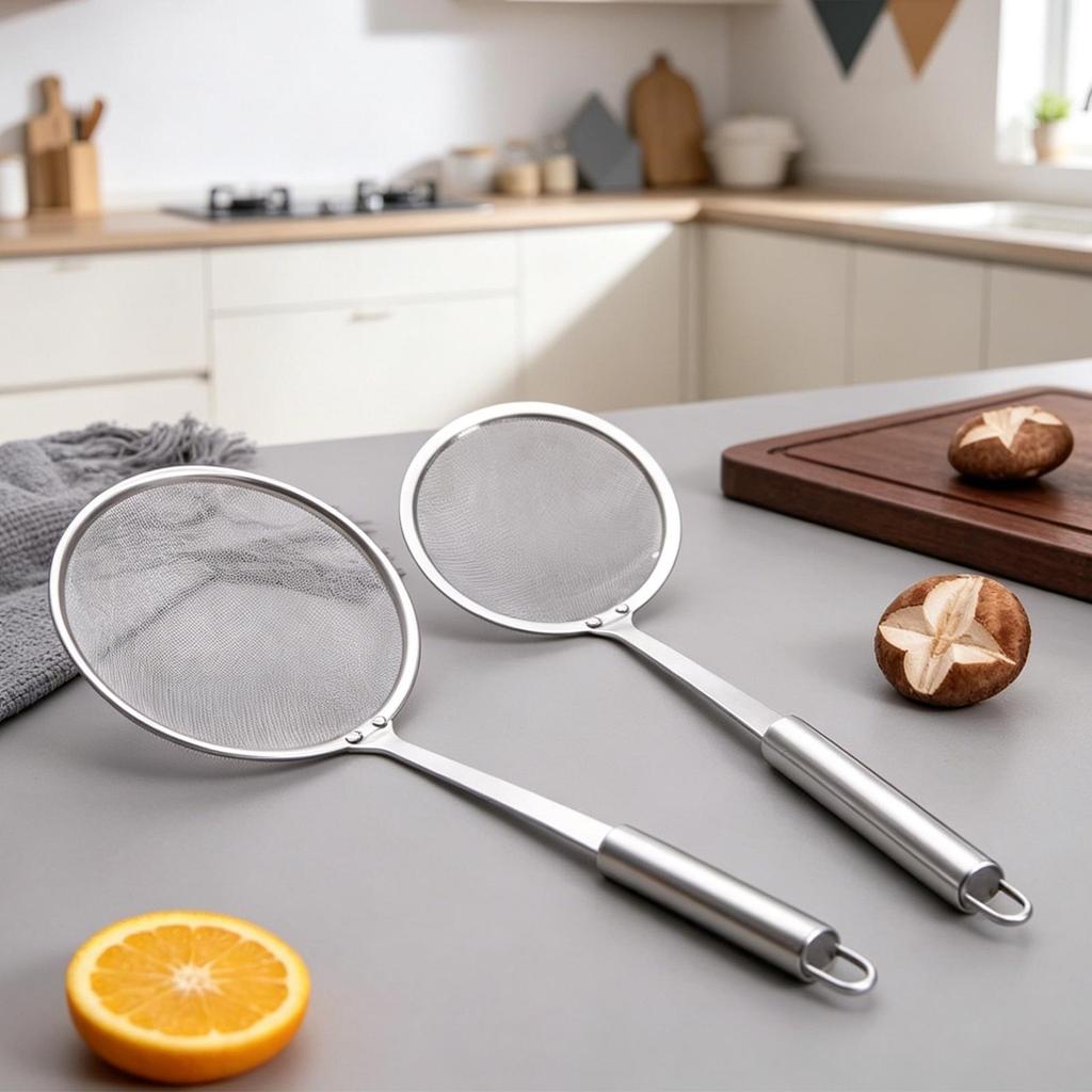 Skimmer Spoon Fine Mesh 2 Piece Stainless Steel Long Handle Oil Skimmer Strainer Spoon For Home Restaurant Dining Room Hot Pot