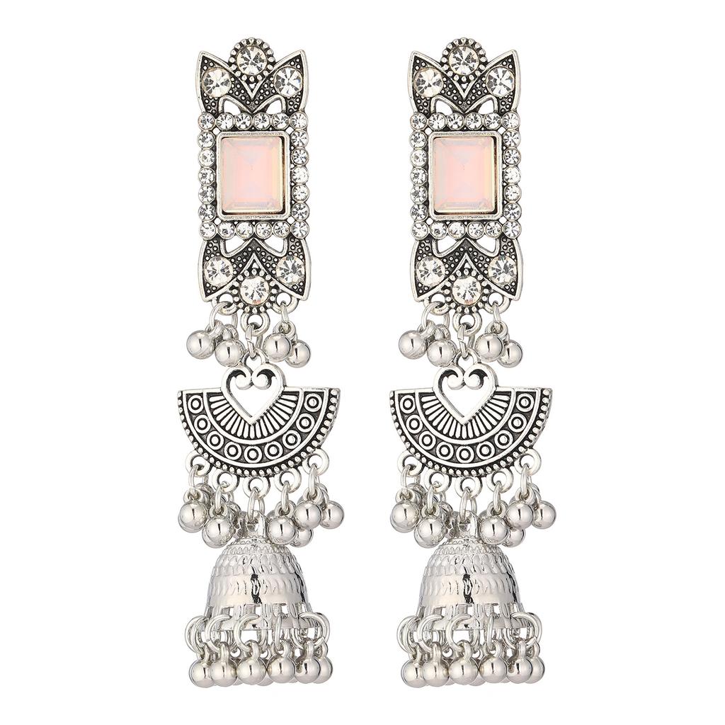Vintage Bohemian Light Titanium Alloy Earrings , Ethnic Style Ear Cuff Stud Set for Women