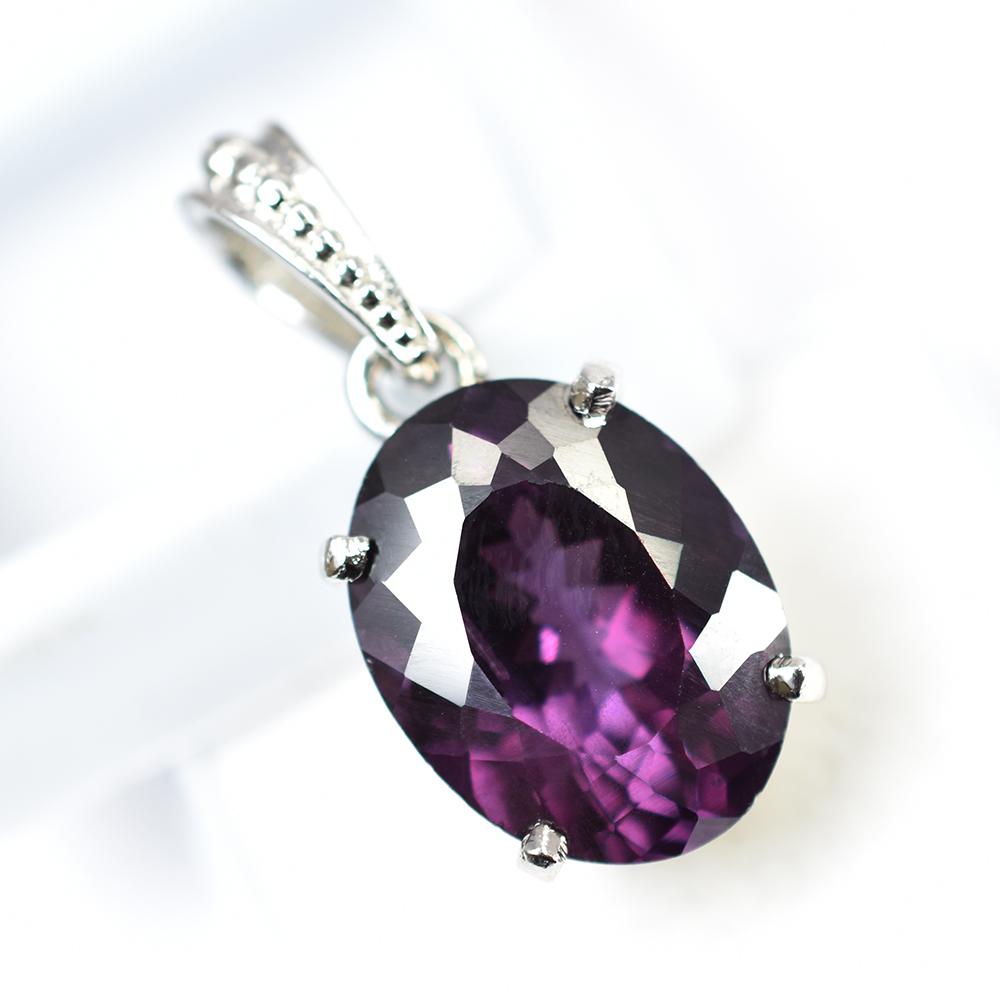 Natural 21.8 CT Purple Alexandrite Certified Gemstone Pendant 925 Silver
