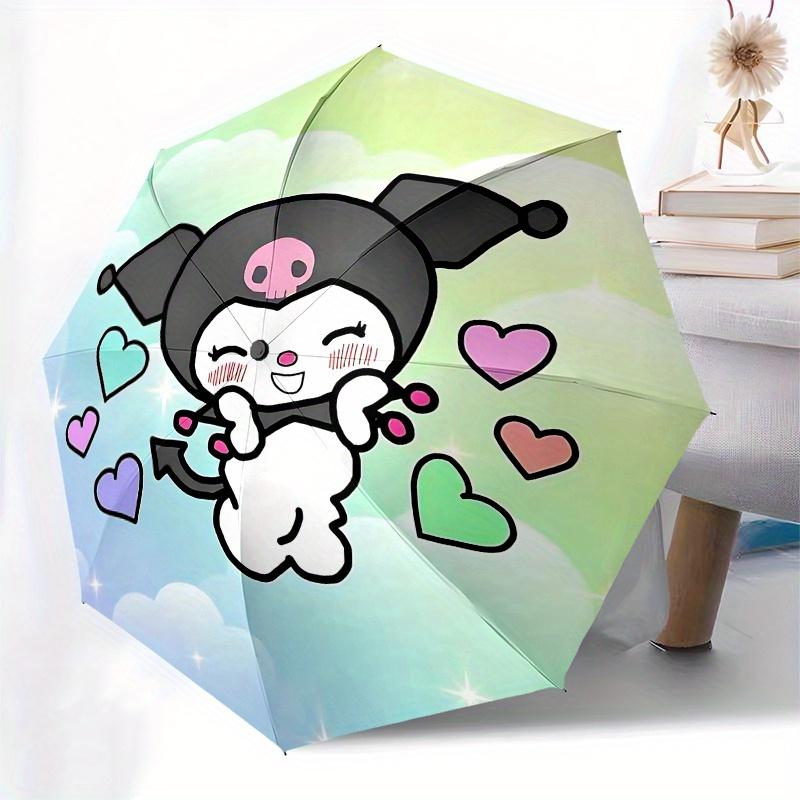 Kuromi, Sanrio Automatic Opening and Closing Parasol Compact Travel Umbrella with 8 Ribs for Women and Men Ideal Birthday/Christmas Gift, Ou