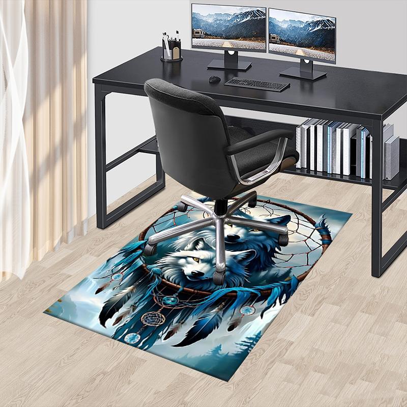 1pc Wolf Dreamcatcher Carpet Anti Slip Polyester Floor Mat for office.Bedroom
