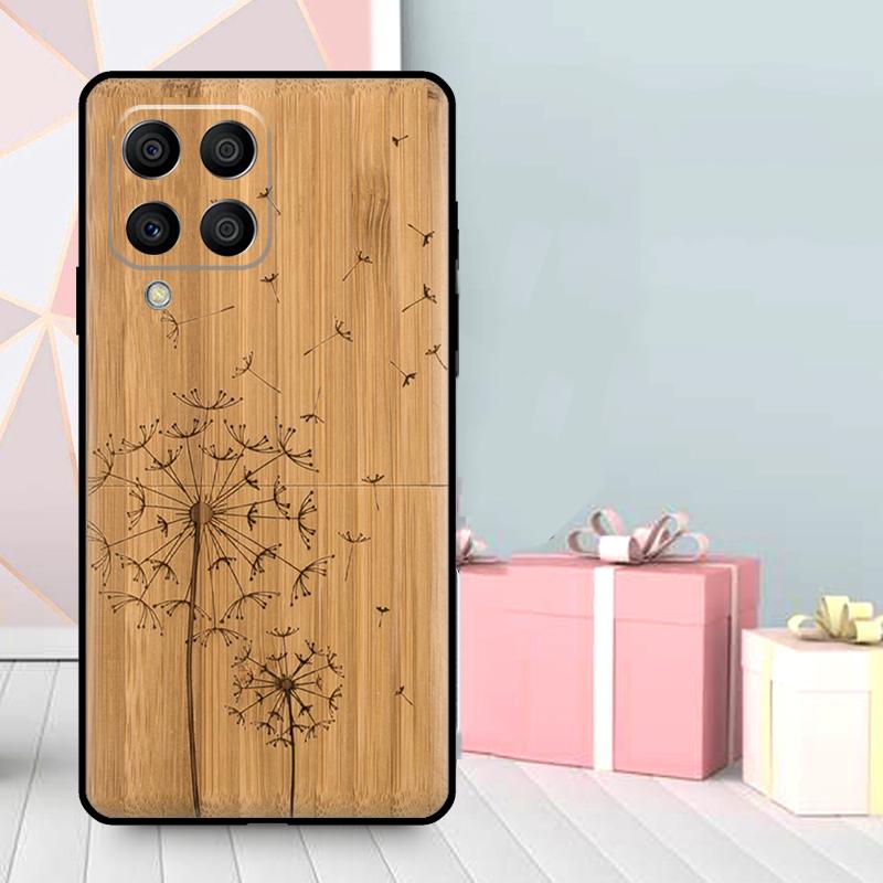 Natural Bamboo Wood Animal Print Case For Samsung Galaxy M16 M31 M21 M13 M33 M53 M15 M35 M55 M36 M56 M12 M32 M52 M14 M34 M54