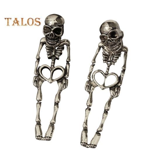 

1 пара женских серег на Хэллоуин в форме скелета, панк, преувеличенный полированный сплав, украшения для ушей, клубная вечеринка серебряный