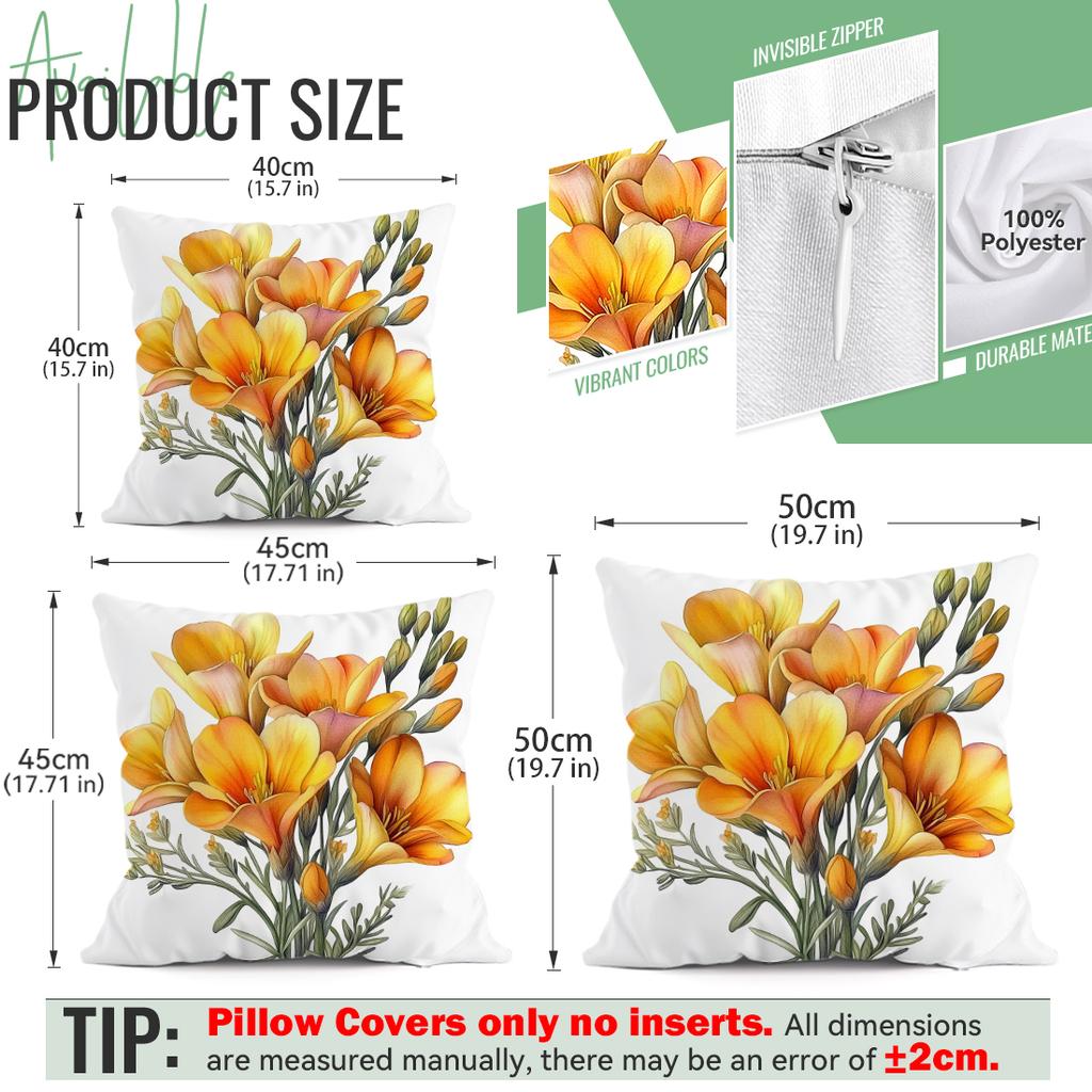 Yellow Floral Pattern Pillowcase Printed Polyester 40/45/50cm Throw Pillowcover Decorative Sofa Cushion Pillowslip Home Decor