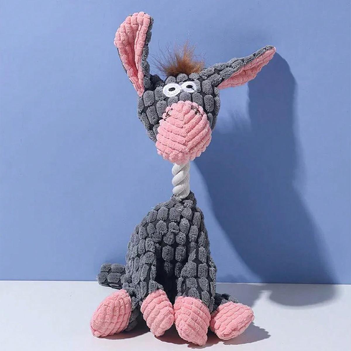 Schattig Ezel Knuffeldier Voor Honden - Piepend Kauwbaar Interactief Huisdier Speelgoed Met Grappig Geluid, Zacht Pluche Puppy Tandjes Speelgoed