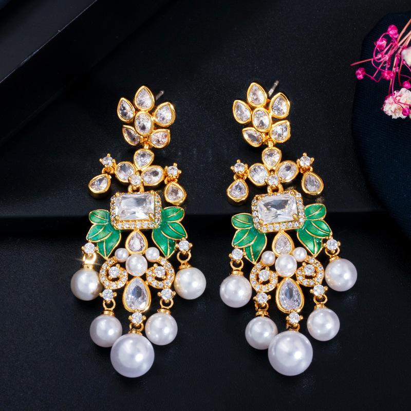 Vintage Bohemia Exaggerated Freshwater Pearl Earrings for Women Wedding Banquet 925 Silver Needle Zirconia Dangle Ethinc Jewelry