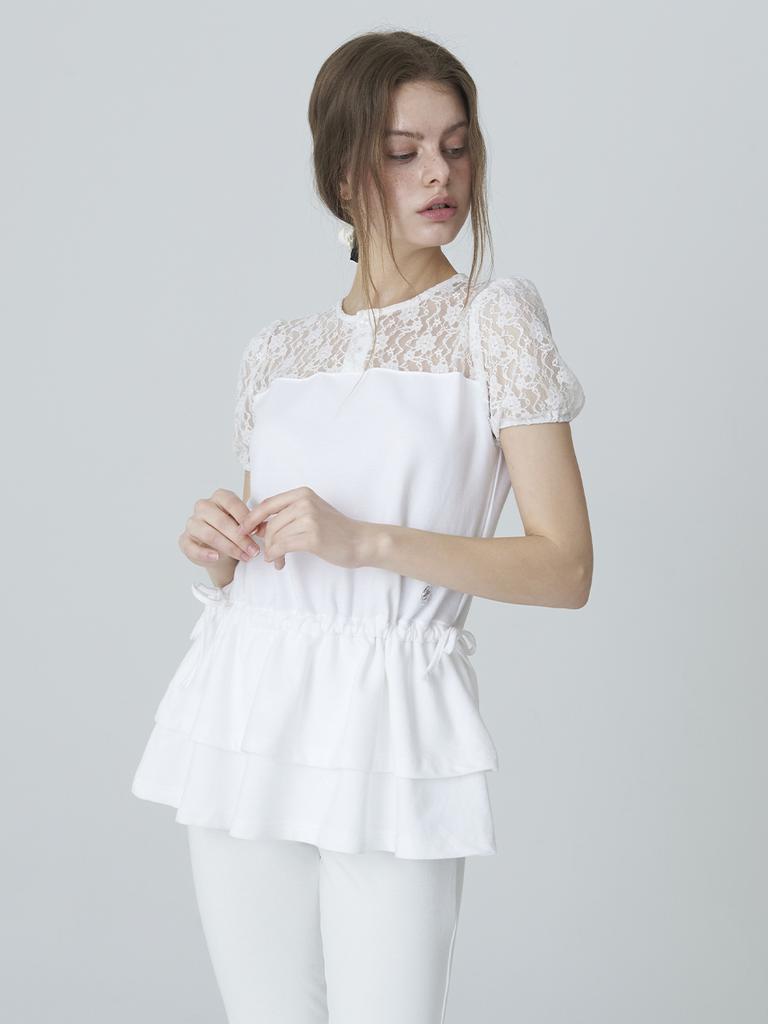 ADOREBELLE Lace Tiered T-Shirt - White