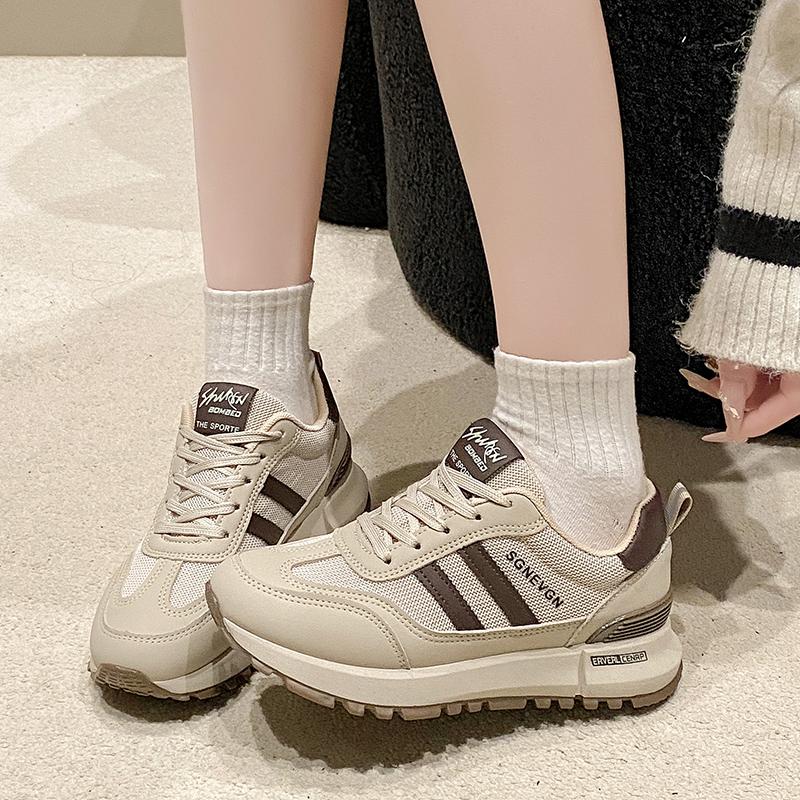 CRLAYDK Women's Chunky Sneakers Summer Mesh Breathable Walking Shoes Fashion Casual Sports Platform Ladies Lace Up Tennis