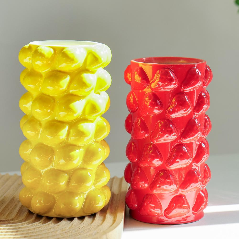 Nordic Ceramic Fruit Vase for Home Decoration and Flower Arranging: Ideal for Living Room, Bedroom, or Study Room