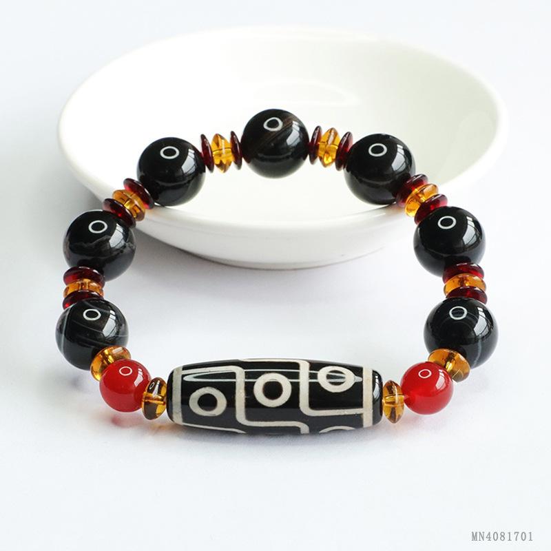 2026 Dzi Bead Agate Bracelet Chalcedony Tibetan Jewelry Scenic Spot Generation S4081701 Multi approx. 14mm