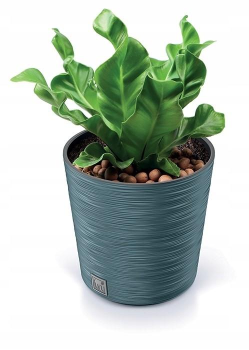 Brown plastic pot with insert Furu Round 30 cm