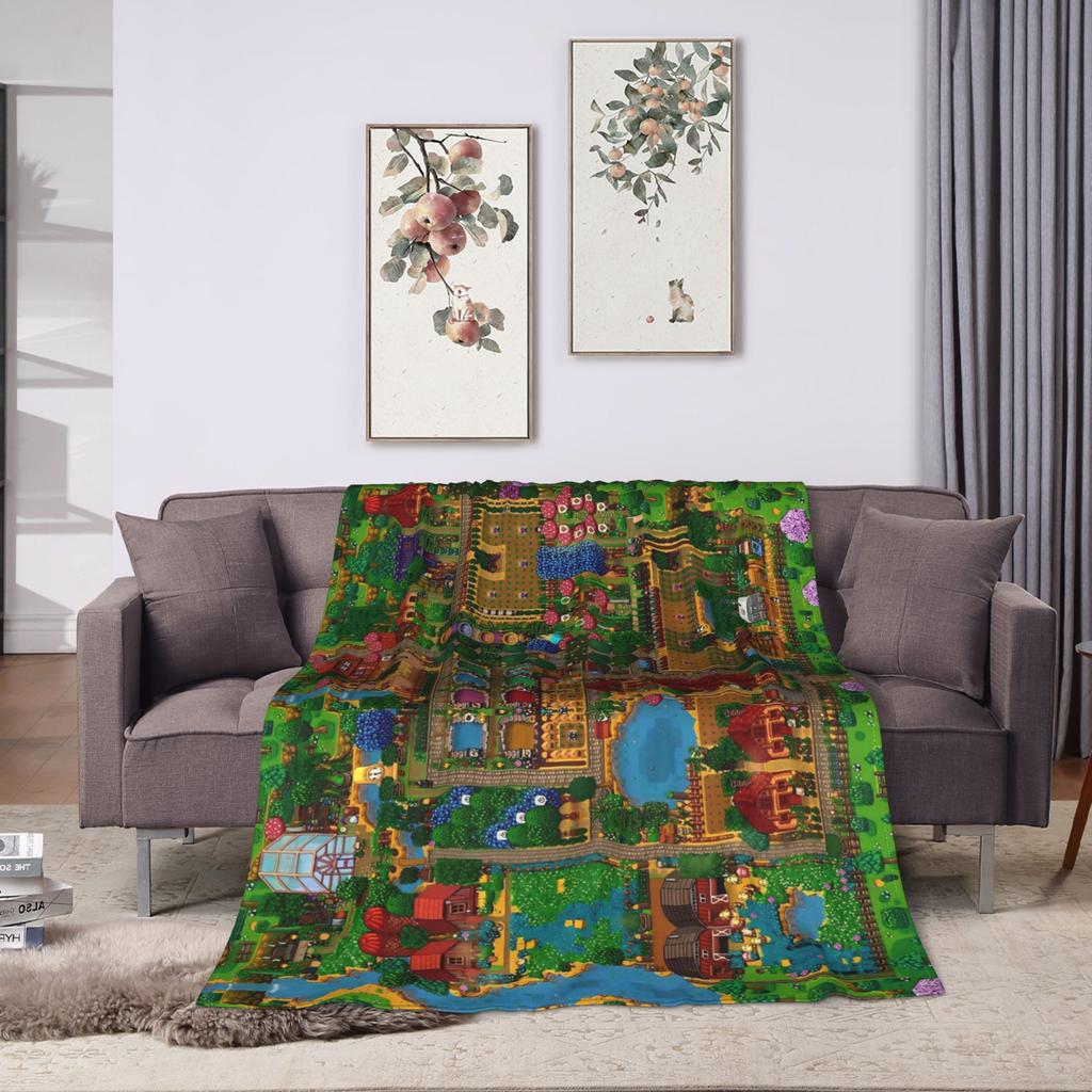 Stardew Valley Karte Tiere Weiche Warme Decke Reise Plüsch Überwurf Lustige Wohnzimmer Flanell Bettdecke Sofa Bettbezug