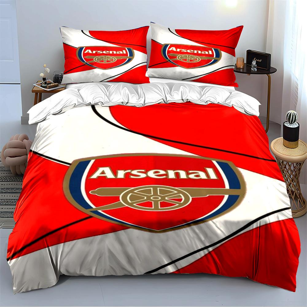 Arsenal Logo Set Biancheria da Letto Rossa Copripiumino Federe Decorazione per la Casa (1 * Copripiumino 2 * Federe, senza piumino)