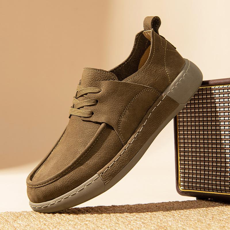 Retro New Men's Suede Leather Shoes Soft Sole Comfortable High-quality Handmade Sole Men's Oxford Shoes Khaki Driving Shoes