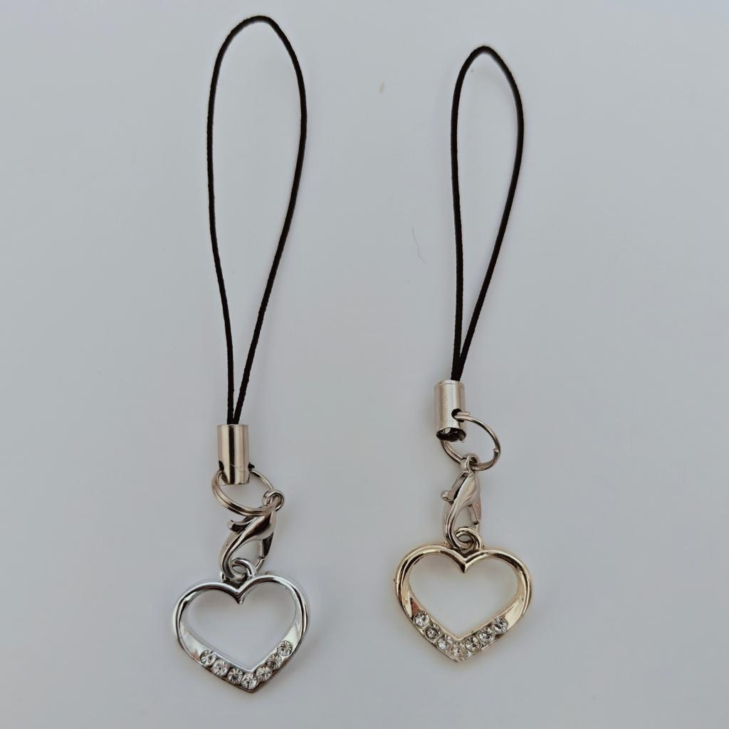 Hollow Heart-Shaped Phone Lanyard, Silver and Gold Two-Tone Hollow Heart, Easily Adds a Sweet Touch To Your Phone, Valentine's Day Gift