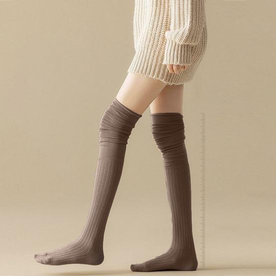 Women Slouchy Over-the-knee Socks Soft Cotton Stretch Thigh High Socks Ribbed Scrunch Tall Boot Socks for Girls