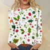 Women's Fashion Casual Long Sleeve  Print Round Neck Top