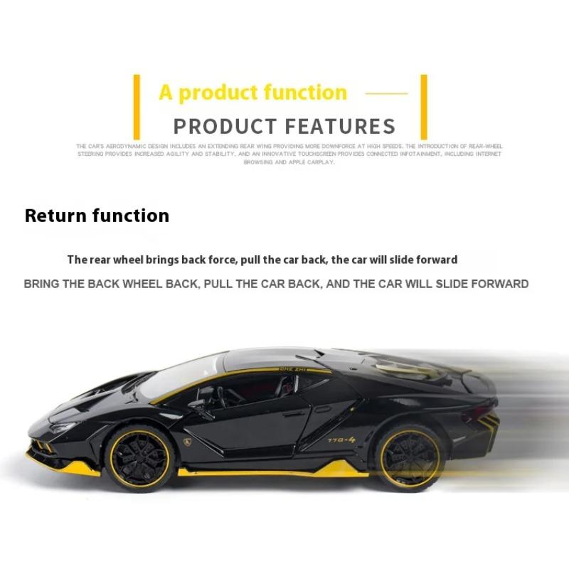 1/24 Scale Lamborghini LP770-4 Super Muscular Sports Car Alloy Metal Diecast Computer Desktop Ornament Automotive Interior Gift Box