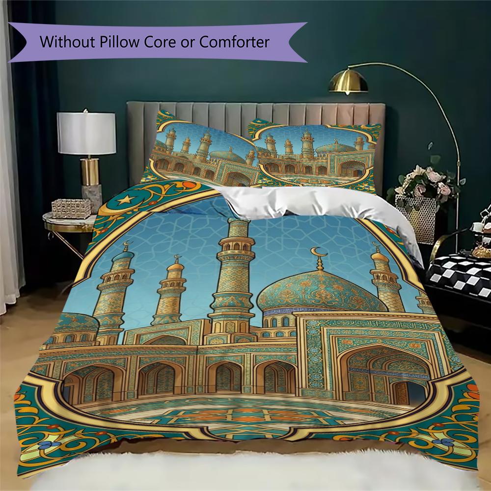Muslim Pattern Bedding uilt Set uilt Cover Pillowcase Home Decoration Birthday Gift (1 * duvet cover + 2 * pillowcase  without core)125