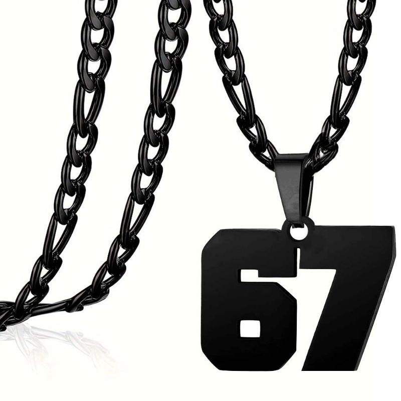 67 Necklace Punk Tag Letter Stainless Steel Pendant Necklaces For Men Women Jewelry Sportsmanship Gift