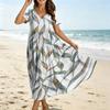 Women Bohemian Style Loose Fit Floral Print V Neck Short Sleeve Casual Dress with Relaxed for Summer Wear