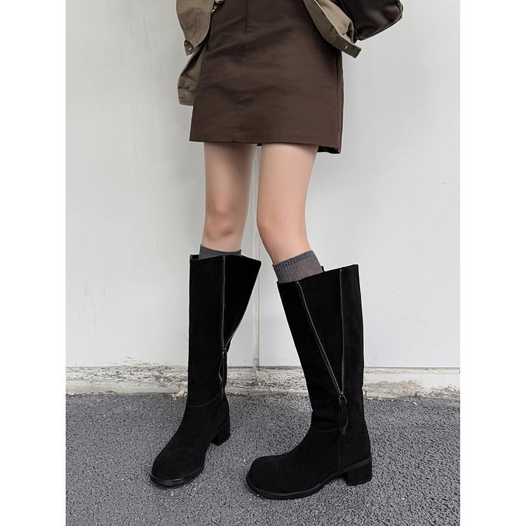 Frosted Leather But Knee High Boots Women's Autumn and Winter 2025 New Boots Knight Boots Thin Women's Boots
