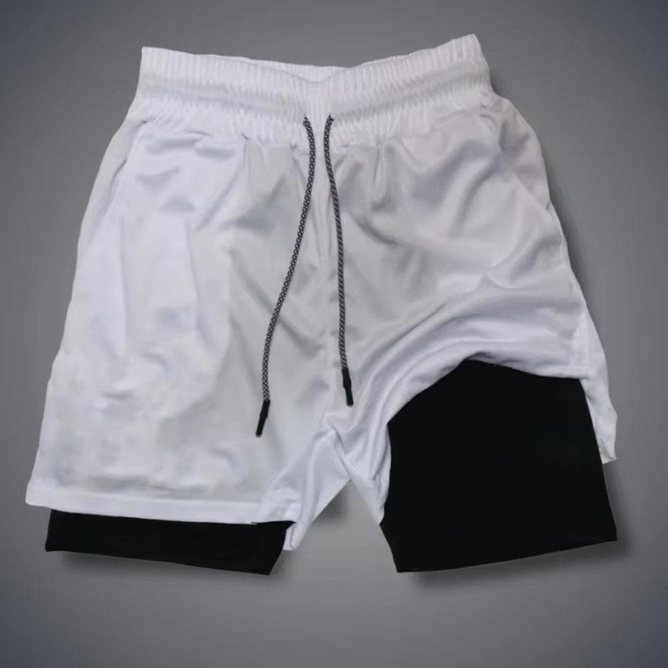 

Летние спортивные шорты для мужчин, двухслойные, имитация двух предметов, быстросохнущие, повседневные баскетбольные шорты M