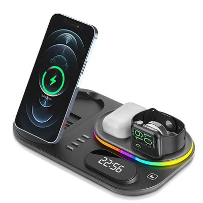 4 In 1 Wireless Chargers For iPhone 11 12 13 Pro Max 15W Fast Charging Dock Station For Apple Watch/Airpods With Lamp Clock