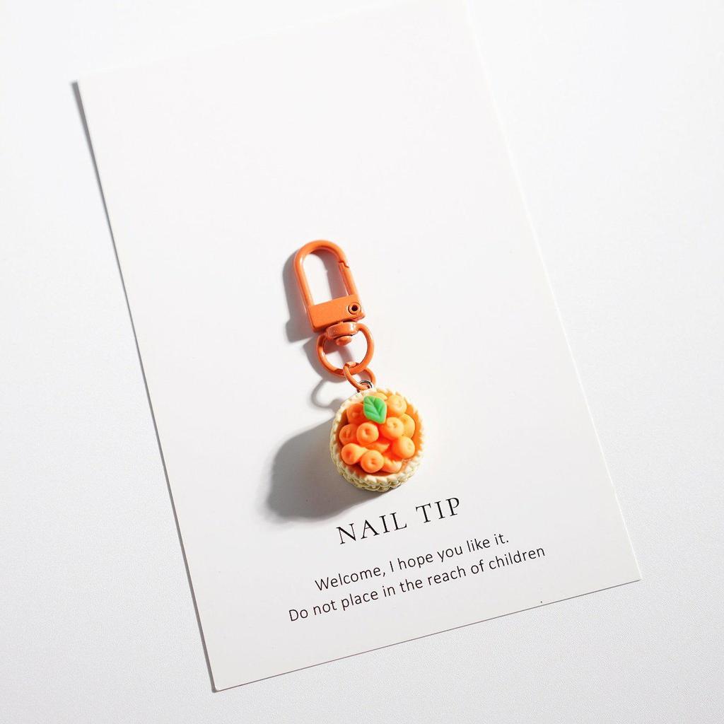 Cute Persimmon Keychain: Cartoon Orange Pom-pom Charm for Bags & Gifts