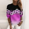 Women's Fashion Casual Long Sleeve Print Round Neck Pullover Sweatshirts Top Blouse