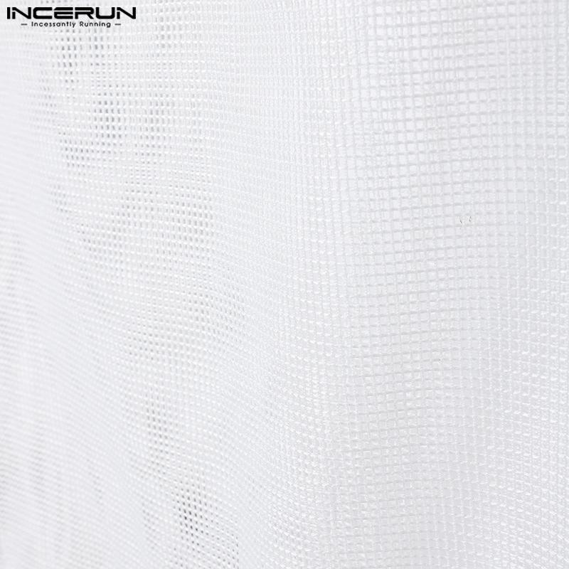 INCERUN Summer Men Sleeveless Hollow Out Mesh Sheer Casual Tank Tops