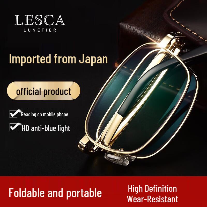 LESCA LUNETIER Men s Foldable Anti-Blue Light Reading Glasses 250 Degree