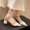 French pointed rivet high heel bag head sandals female 2025 summer new one word with fairy style skirt Roman shoes