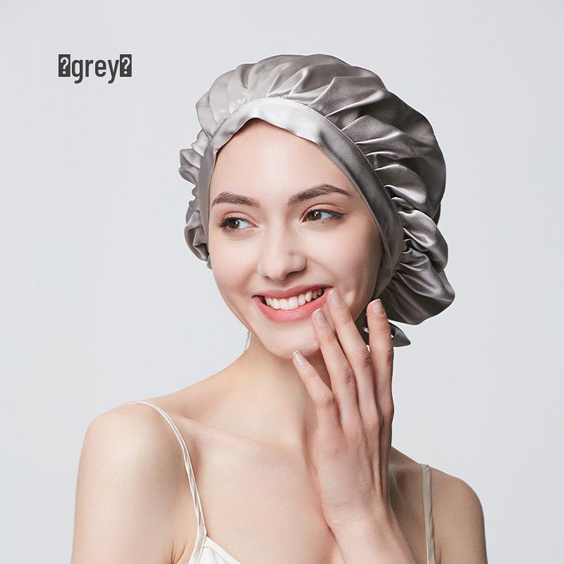 19 Momme Thick Silk Nightcap - 100% Mulberry Silk Hair Growth & Care Cap, Anti-Frizz Bath Cap for Dry Hair