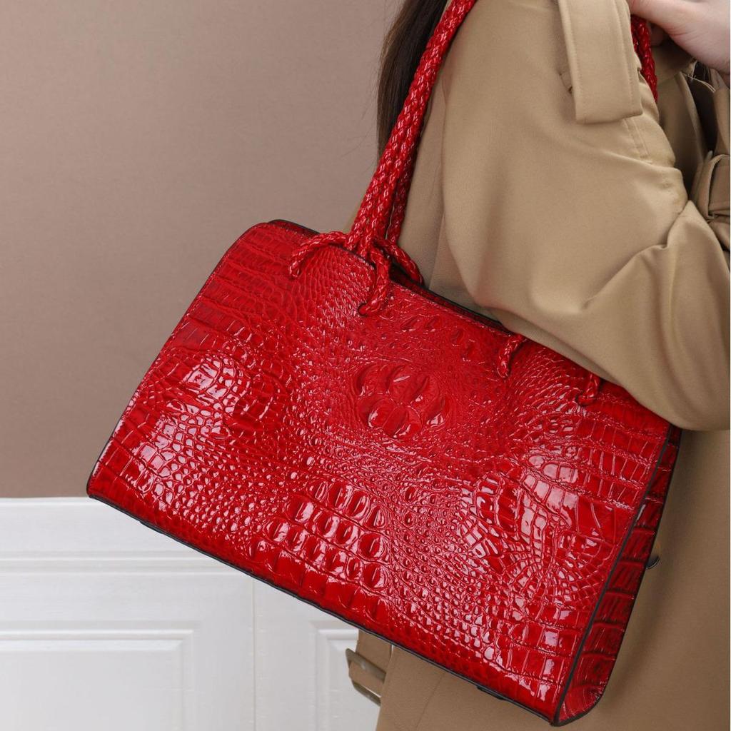 Alligator Leather Women's Large Capacity Luxury Handbag Shoulder Bag 2025 Trend