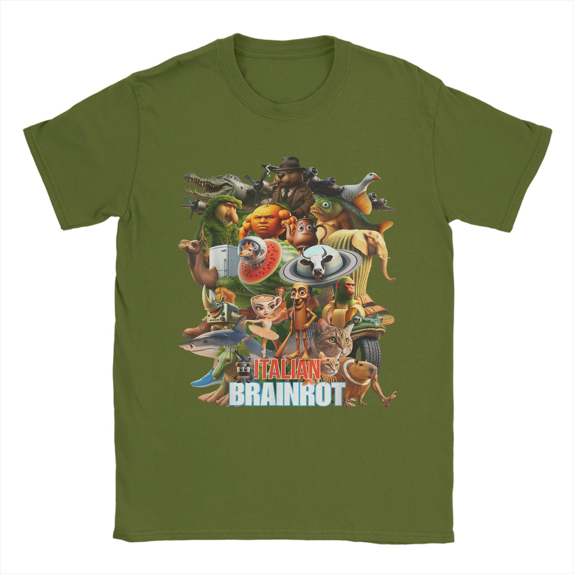 

Удивительная итальянская деменция Вирусный мем Коллаж Футболка для мужчин с круглым вырезом 100% хлопок Футболки Футболка с коротким рукавом Одежда 4XL